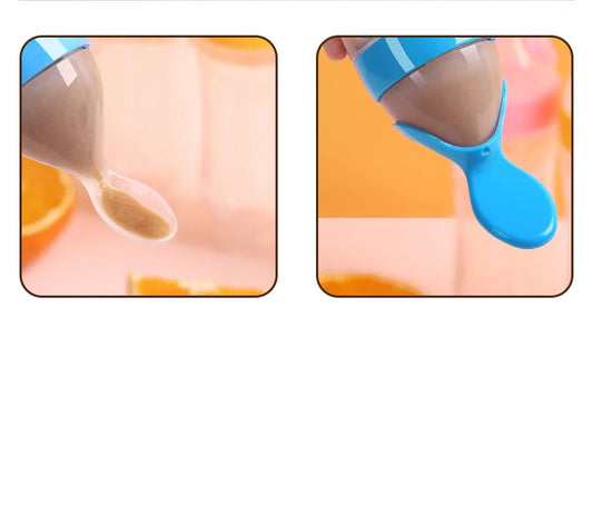 Baby Rice Paste Spoon Feeding Bottle Silicone Squeeze Rice Paste Feeding Bottle Baby Food Supplement Training Rice Paste Bottle
