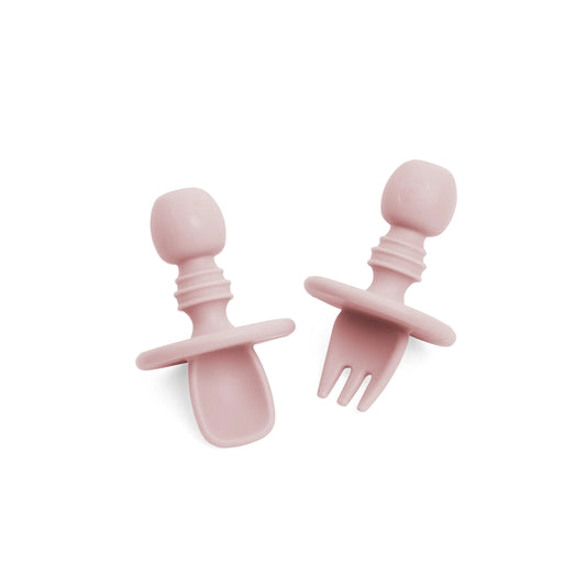 Maison Rue Harley Utensils Baby Silicone Fork and Spoon Set (Rose)